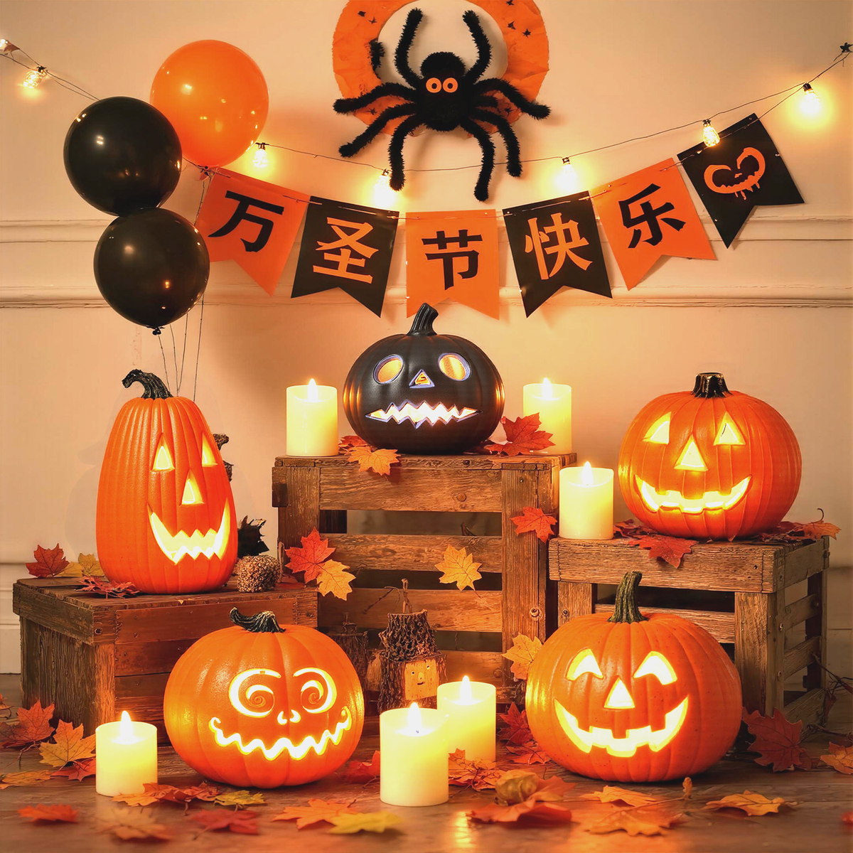 Halloween Pumpkin Lantern Mall Amusement Park Small Beauty Chen Luminous Decoration Prop Decoration